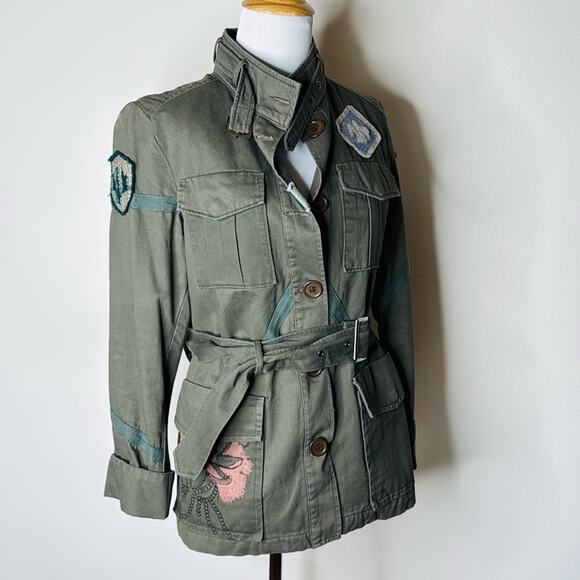 Love Stitch Green Belted Embroidered Utility Jacket - Picture 3 of 7